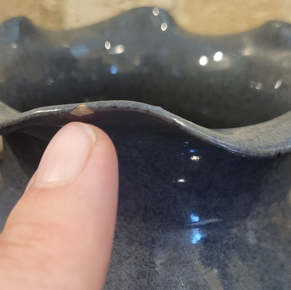 Nell Cole Graves Signed Blue Pansy Bowl 1992 Seagrive, North Carolina Pottery - Picture 7 of 12